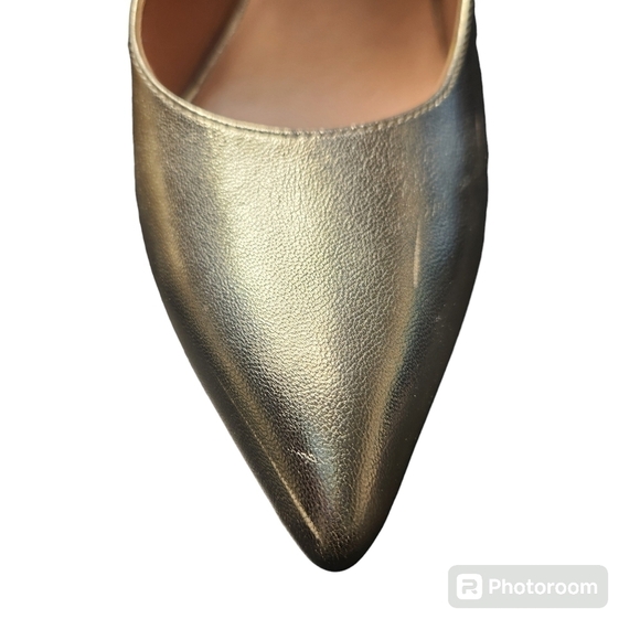 Halston Heritage Margo Half d'Orsay Gold Leather Stilettos Sz 8.5 Box included - Picture 12 of 14